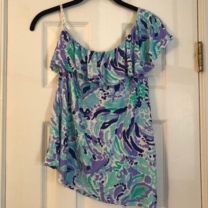 Lilly Pulitzer One Shoulder Ruffle Top